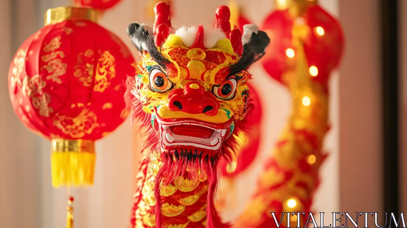 AI ART Red and Gold Dragon Puppet