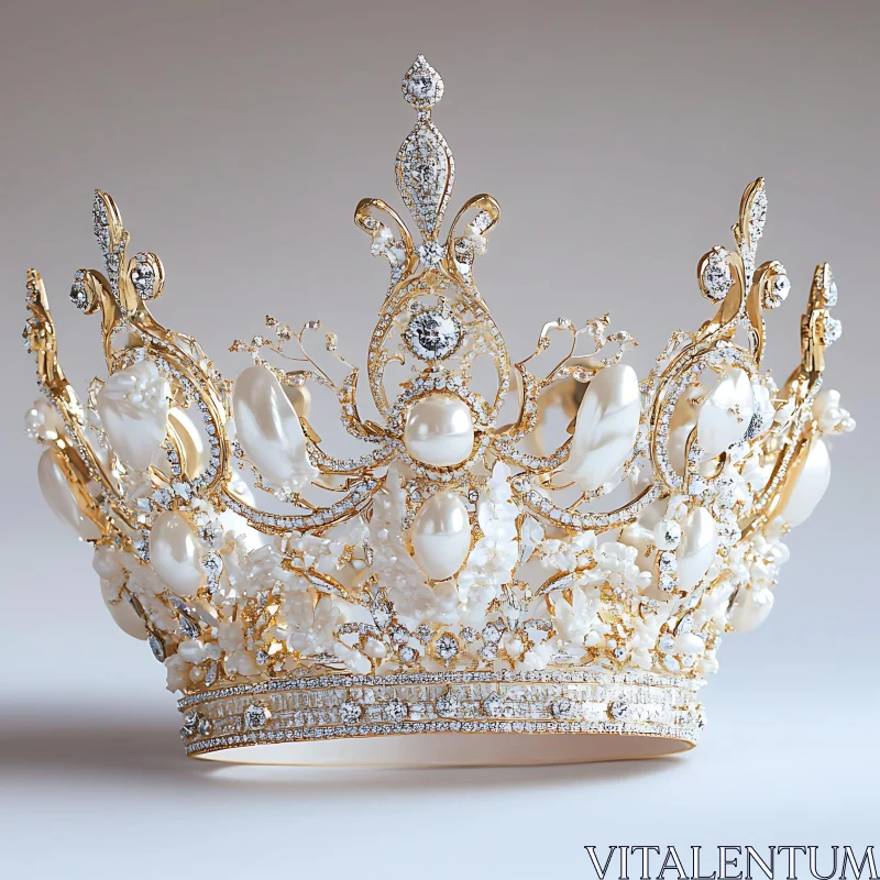 AI ART Elegant Regal Gold Crown