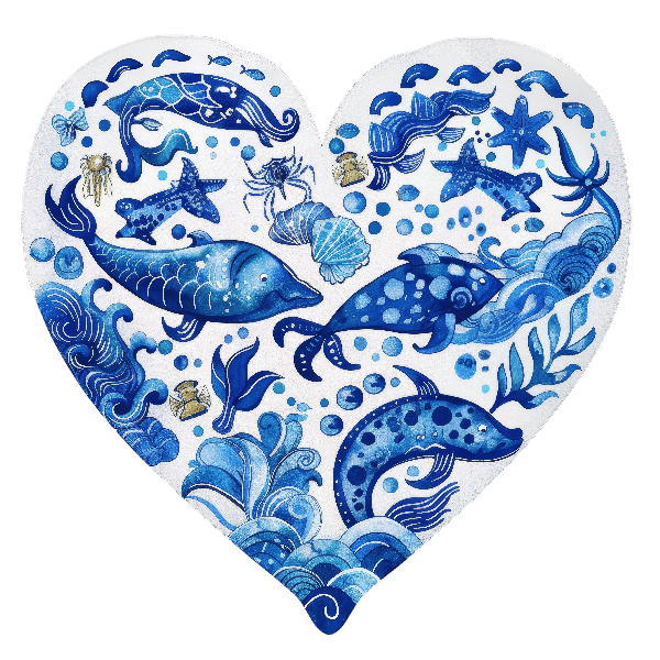 Blue Marine Heart Design POD Design