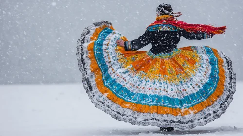 Woman Dancing in Winter Wonderland