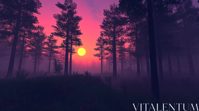 AI ART Serene Woodland Sunset