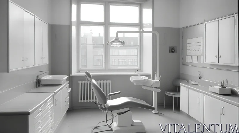 Monochrome Dental Room AI Image