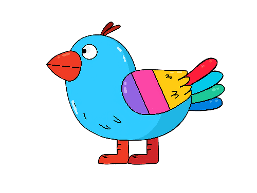 POD Design Colorful Blue Cartoon Bird Vector Illustration