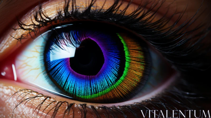 Colorful Iris Close-up: A Burst of Colors in Photorealistic Detail AI Image