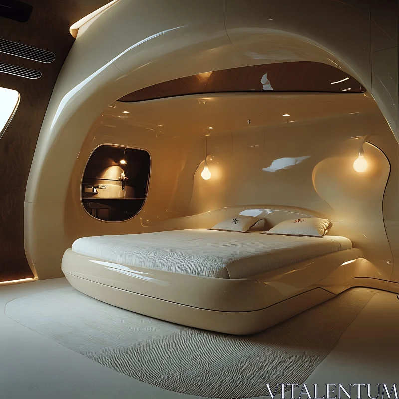 Sleek Modern Futuristic Bedroom AI Image