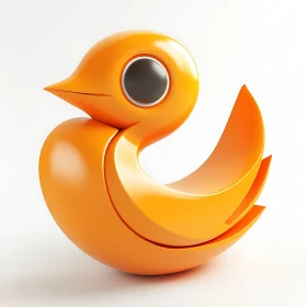 Stylized Bird Render in Orange Hue