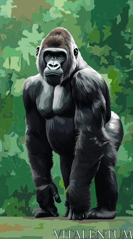 Powerful Gorilla in Natural Habitat AI Image