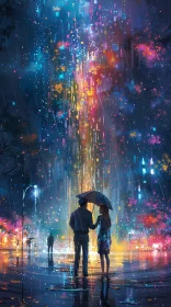 Couple in City Rain Art