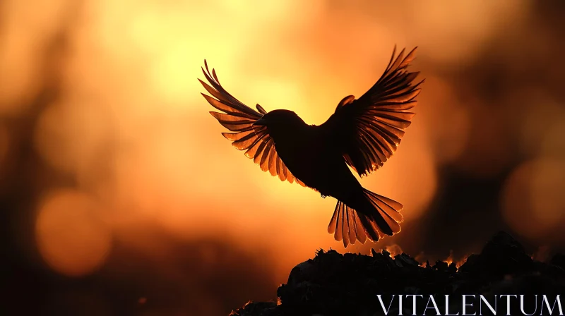 Silhouette Bird Taking Flight AI Image