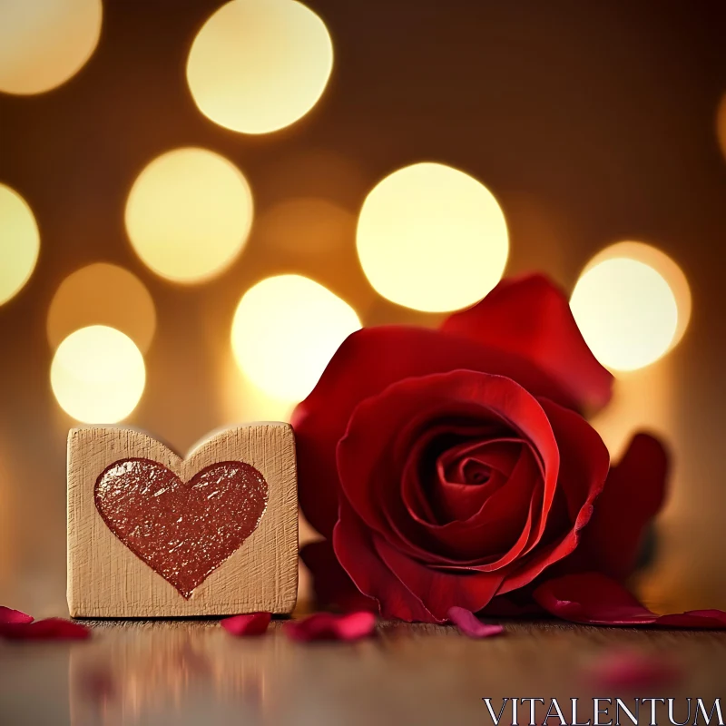 Heartfelt Rose Still Life AI Image