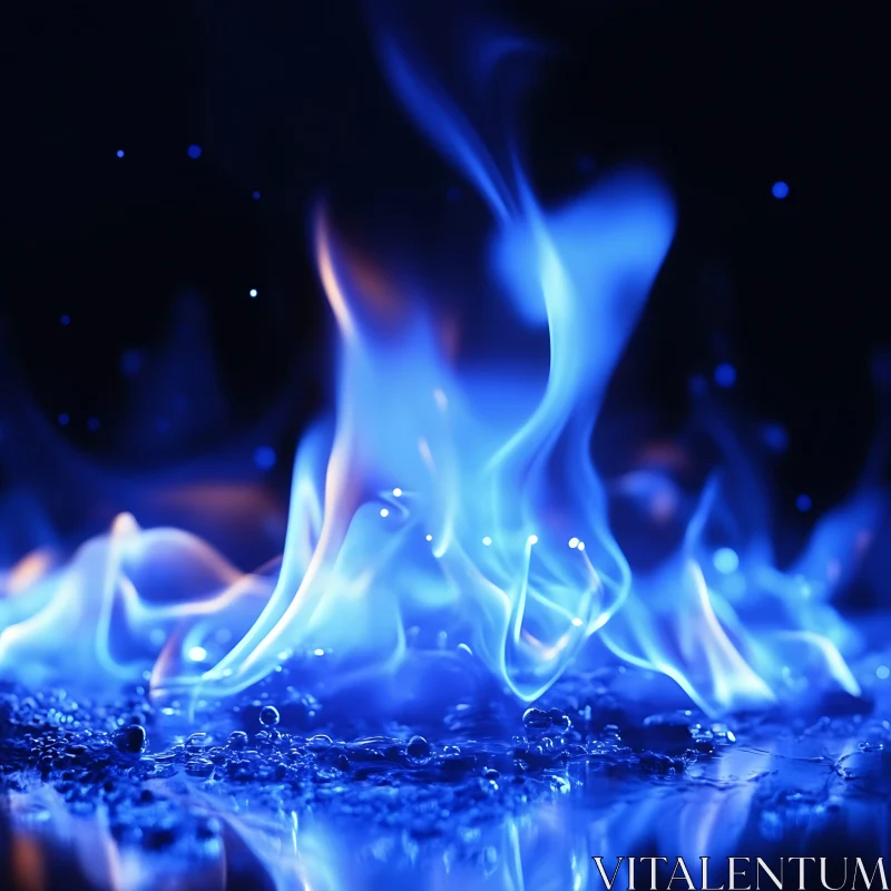 Ethereal Blue Fire Dance AI Image