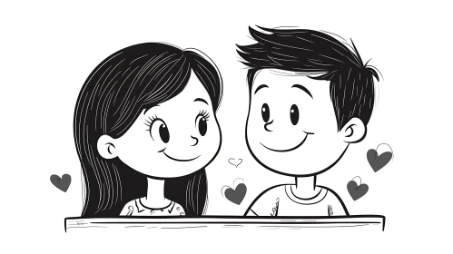 Sweethearts Cartoon Illustration