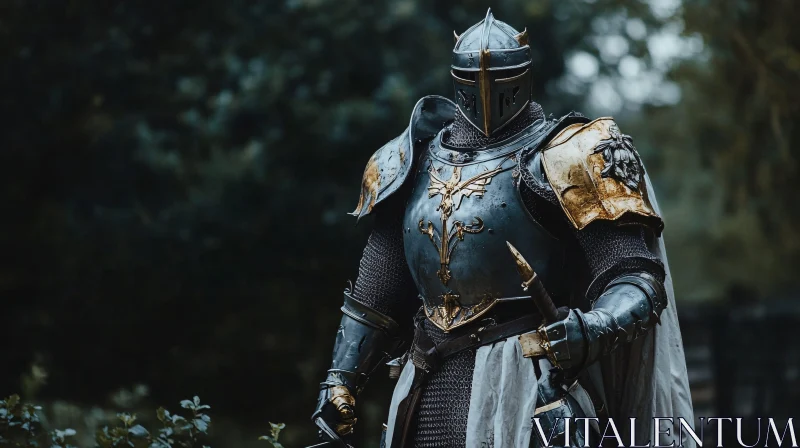 Medieval Knight in Forest AI Image