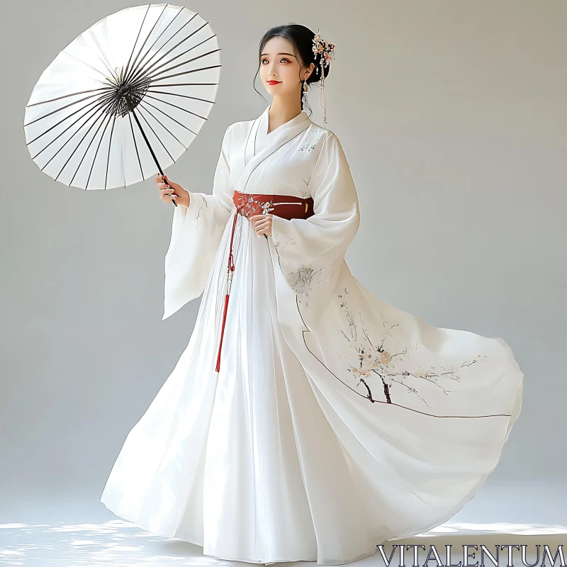 Serene Beauty: Woman in Traditional Chinese Dress AI Image