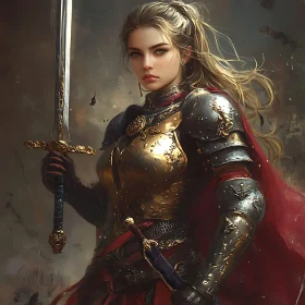 Armored Female Warrior with Sword