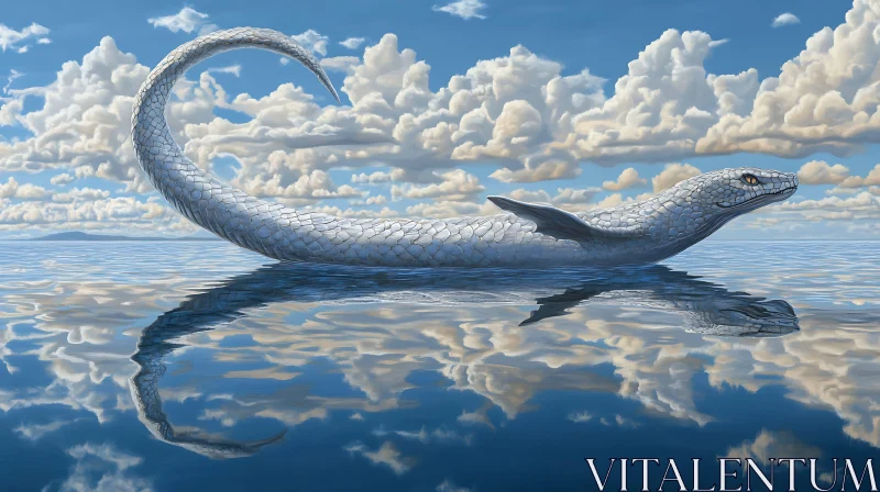 AI ART Sea Serpent Emerging From Water