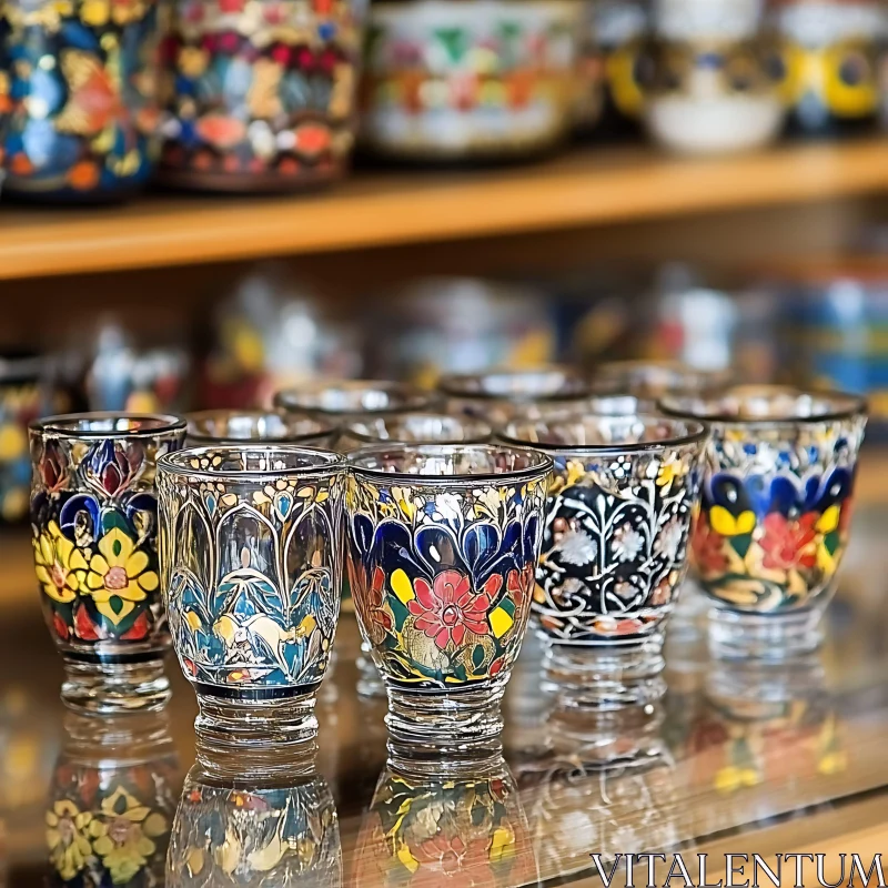 Hand-Painted Glass Collection AI Image