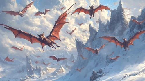 Aerial Dragons Over Winter Mountains