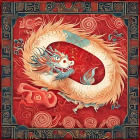 Stylized Dragon Art with Decorative Frame