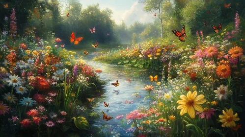 Tranquil Wildflower Meadow with Butterflies