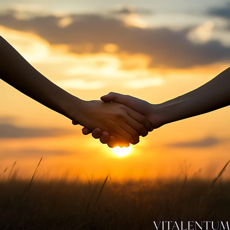 Hands United at Sunset AI Image