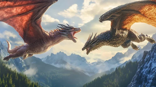 Epic Dragon Battle in the Sky