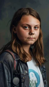 Close-up of Greta Thunberg