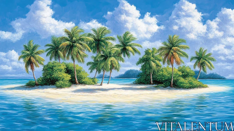 AI ART Serene Island Paradise with Lush Green Foliage