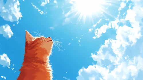A Feline's Gaze Skyward