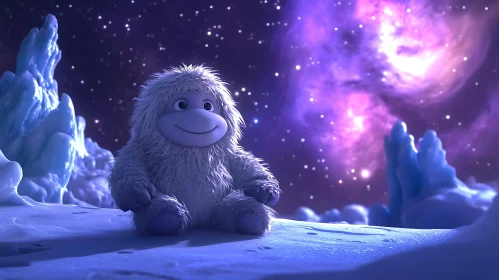 Smiling Yeti in a Winter Wonderland