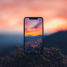 Nature Displayed: Sunset over Mountains