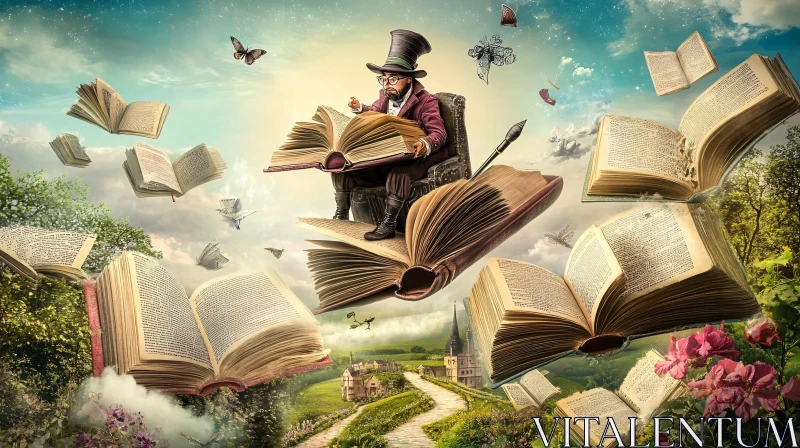 AI ART Surreal Reading Landscape