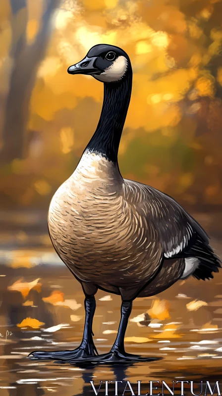 AI ART Goose Amidst Autumnal Ambiance