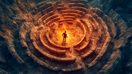 Man in Stone Maze