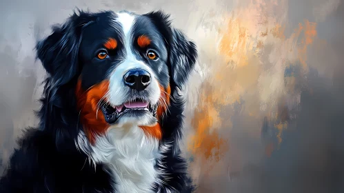 Digital Painting of a Tricolor Dog