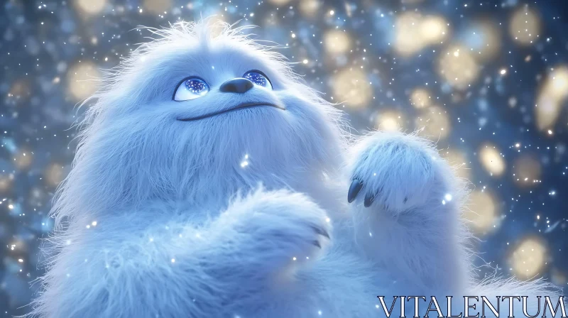 AI ART Whimsical Yeti Under the Snow