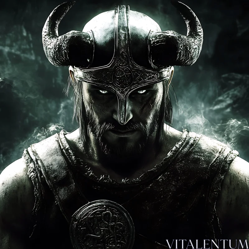 Fierce Viking Warrior in Dark Armor AI Image