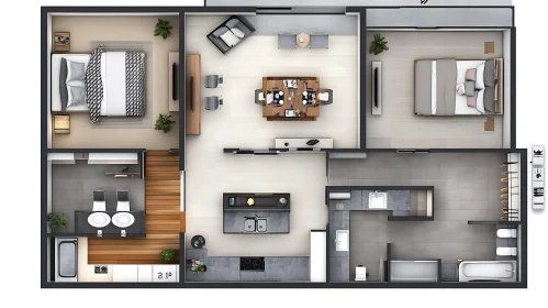 Detailed Apartment Layout Blueprint