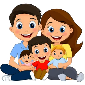 Happy Family Cartoon Art