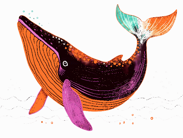 Vibrant Whale Art for Apparel POD Design