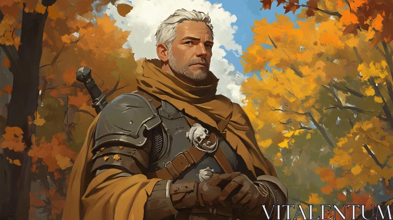 AI ART Armored Warrior Portrait in Fall