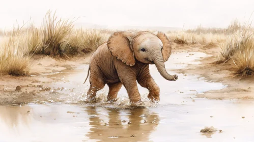 Playful Elephant in Natural Setting