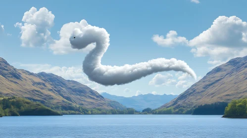 Fantastic Cloud Formation Above Lake