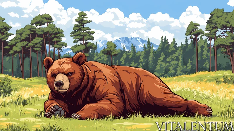 Peaceful Bear in Nature AI Image