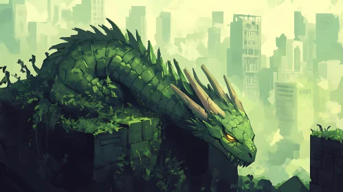 Fantasy Dragon in Urban Landscape