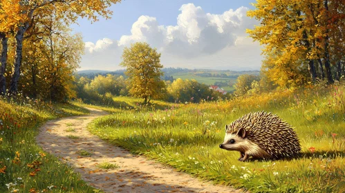 Hedgehog on Forest Path