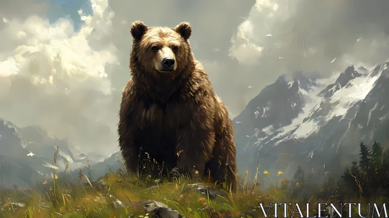 Bear in the Mountains AI Image