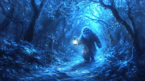 Blue Forest Monster with Lantern