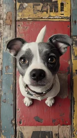 Adorable Pup with Artistic Background