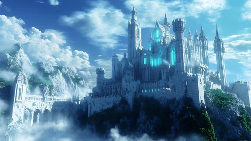 Fantasy Castle on Mountain Peak